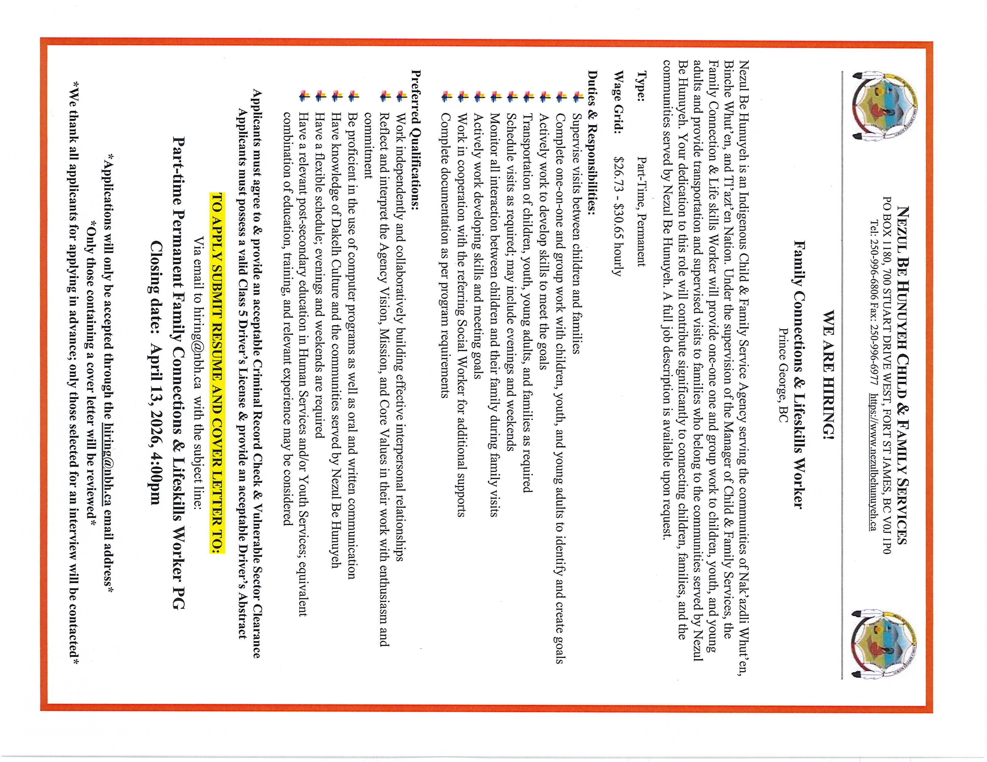 Family Connections & Lifeskills Worker