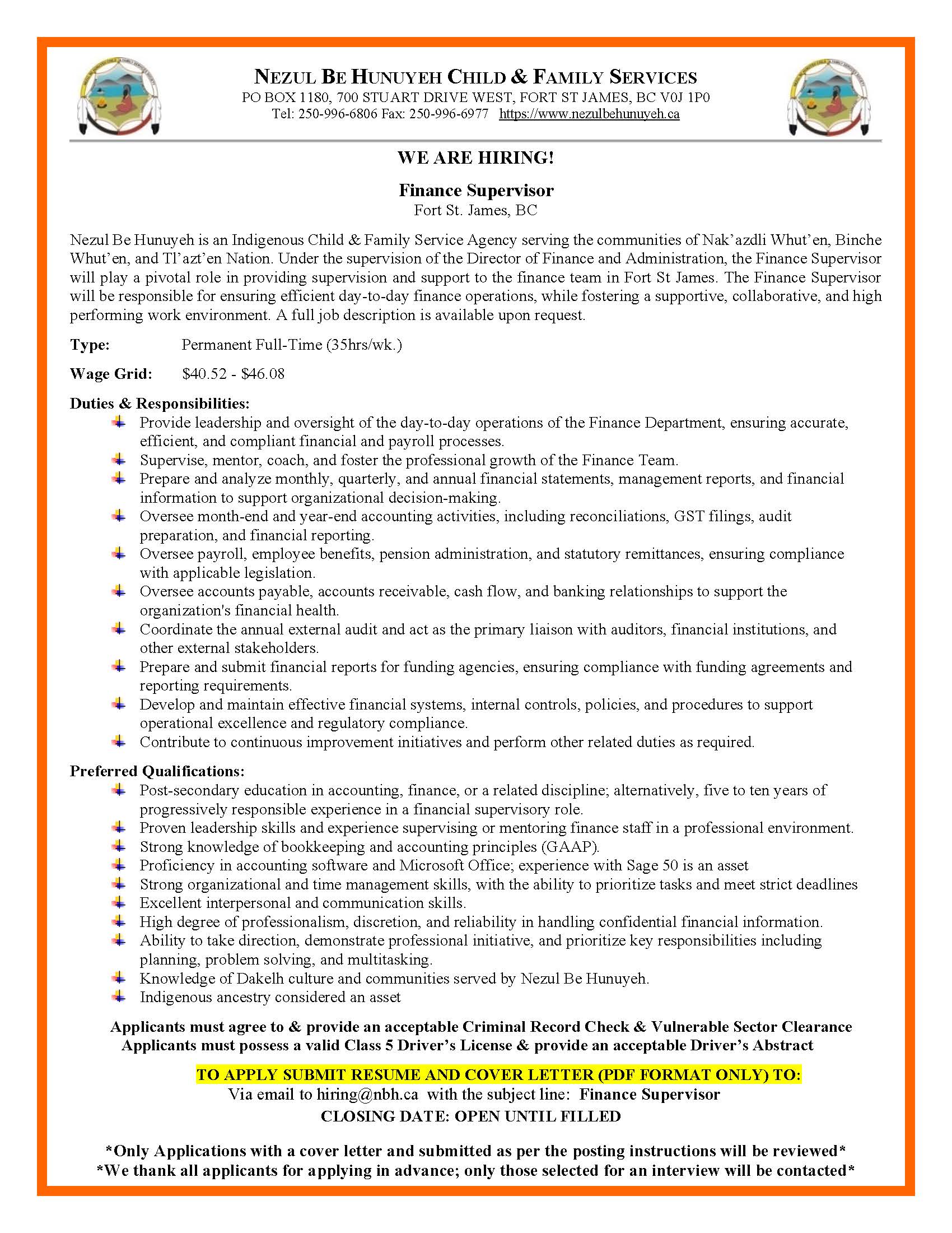 Finance supervisor