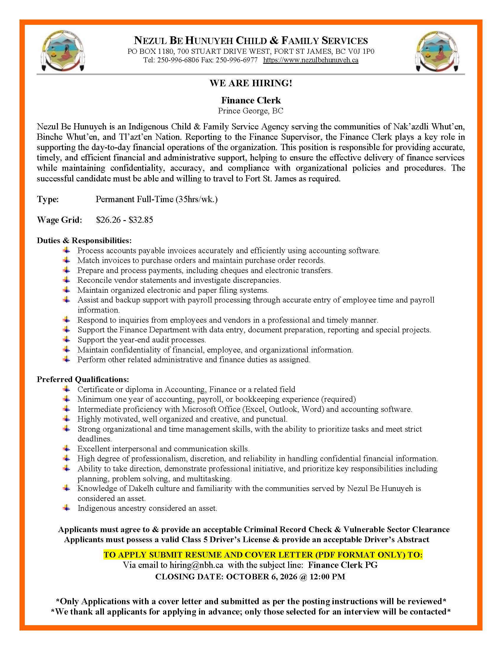 Finance Clerk 