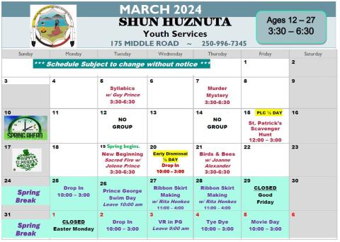 Shun Huznuta March 2024 Calendar