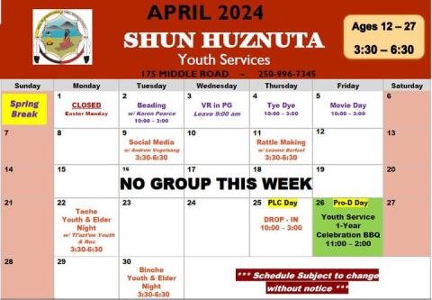 SH April 2024 Calendar
