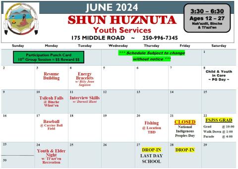 Shun Huznuta June 2024 Calendar