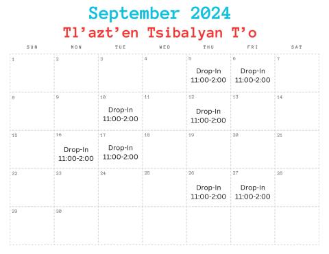 Tsibalyano T'o Tla'azt'en Septmeber 2024 Calendar 